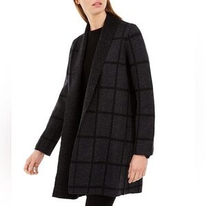 Eileen Fisher 100% Wool Shawl Collar Windowpane Cardigan - Size XL - EUC